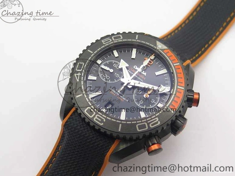 0120 Planet Ocean Master Chronometer Chrono DLC OM 1:1 Best Edition Black Dial On Nylon Strap A Chic 8103